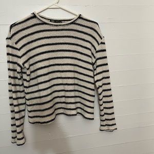 Small Zara White Striped Sweater